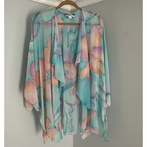 VTG‎ 80s Yolanda Lorente Hand Painted Silk Kimono Robe Boho Cottagecore Vacation